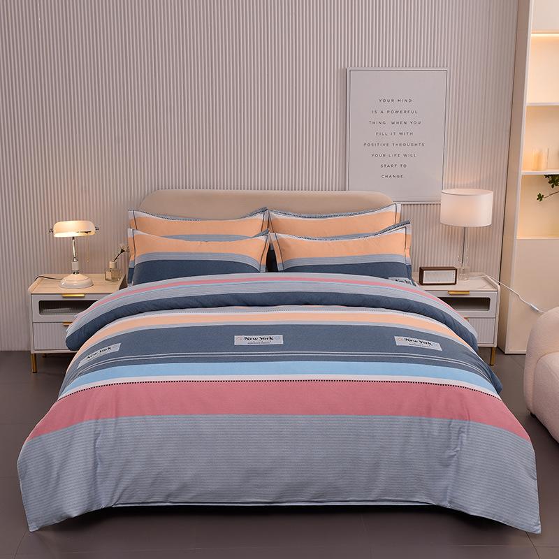 Thickened Cotton Four-piece Set, Pure Cotton Bed Sheet Quilt Cover, Dormitory Three-piece Set, Bedding