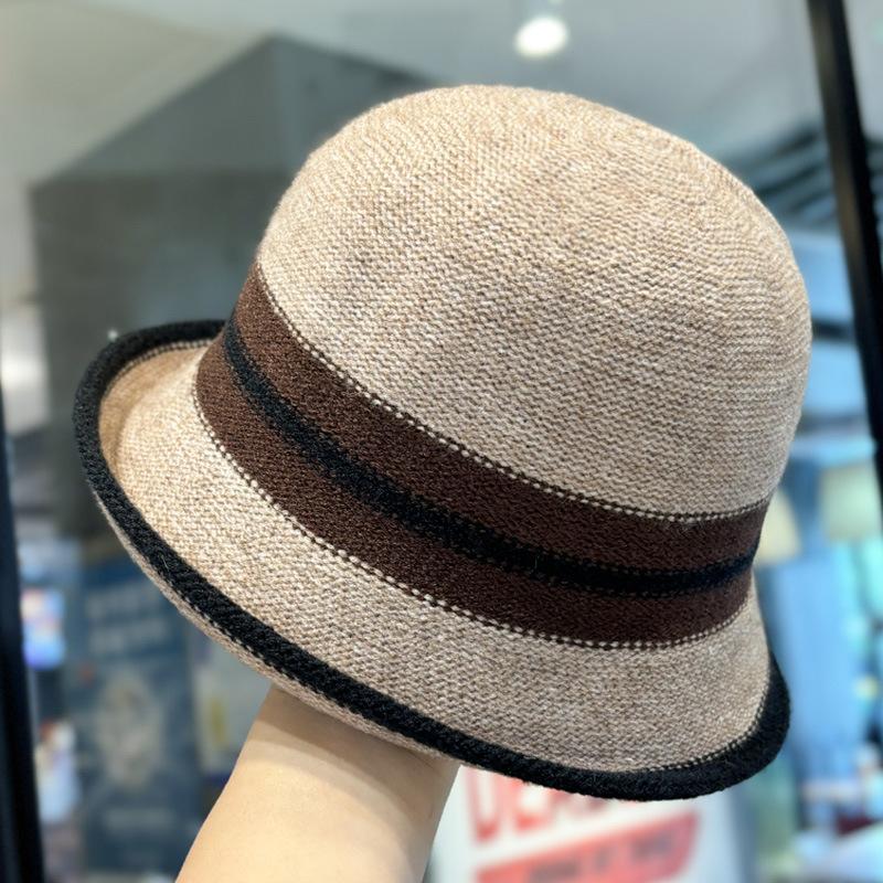 Retro gekräuselte Fischerhut Kinder Herbst und Winter Britisches Temperament Zylinder zeigt kleines Gesicht elegant Wollbeckenhut Tide