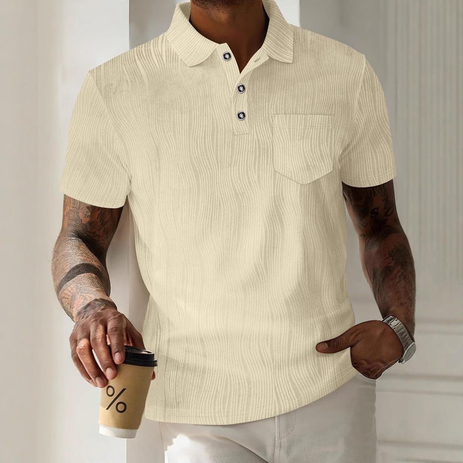 

Мужская летняя вельветовая рубашка с лацканами, карманом на пуговице, однотонная, повседневная, с коротким рукавом XL хаки