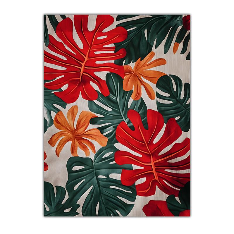 Boho Tropical Plant Wall Art, Vintage Jungle Leaves Canvas Painting, Botanical Poster Prints for Living Room Bedroom Wall Decor
