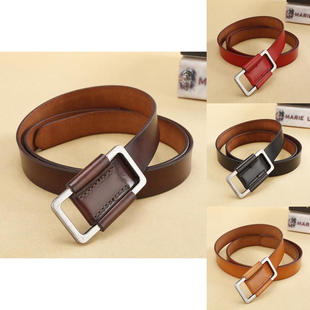 Retro Genuine Leather Belt For Ladies With Alloy Pin Buckle And Chic Design For Jeans Accessory