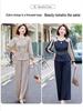 Elegant Autumn 2025 Satin Blouse & Seven-Sleeve Two-Piece Set for Middle-Aged and Elderly Women