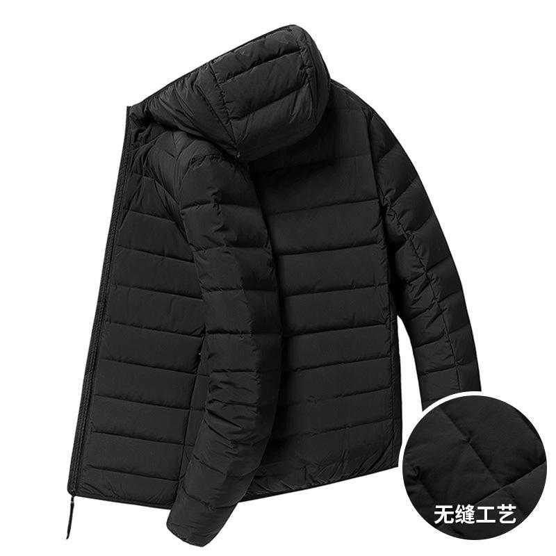 

New autumn and winter warm seamless light down jacket men s thin short light hooded handsome jacket tide M