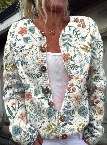 2026 Foreign Trade New 3D Digital Printing Cardigan Knitted Jacket Women's Clothing Early Spring and Autumn Factory Wholesale