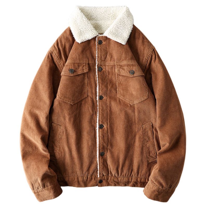 American Retro Corduroy Outwear Men's Winter Thick Lambskin Trendy Export Export Original Tail Single Men's Clothing Jacket