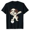 Dabbing Dog Shih Tzu Volleyball TShirt Students Unique Tops Custom Cotton T Shirt Oversized Tshirt Unisexs Clothing Fitness Tees