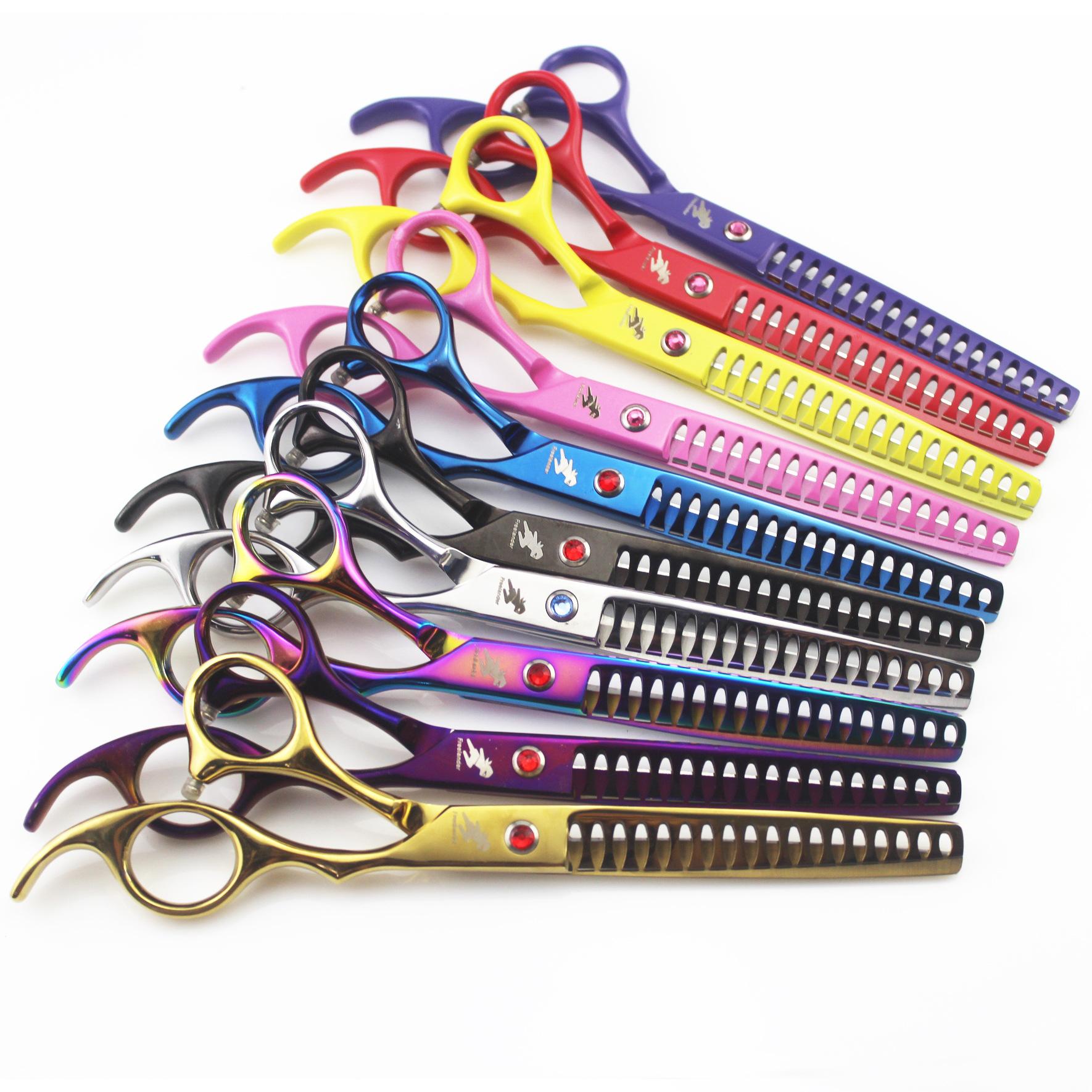 7.0 inch, Freelander, color, fish bone scissors, pet grooming scissors, tooth scissors Painted black