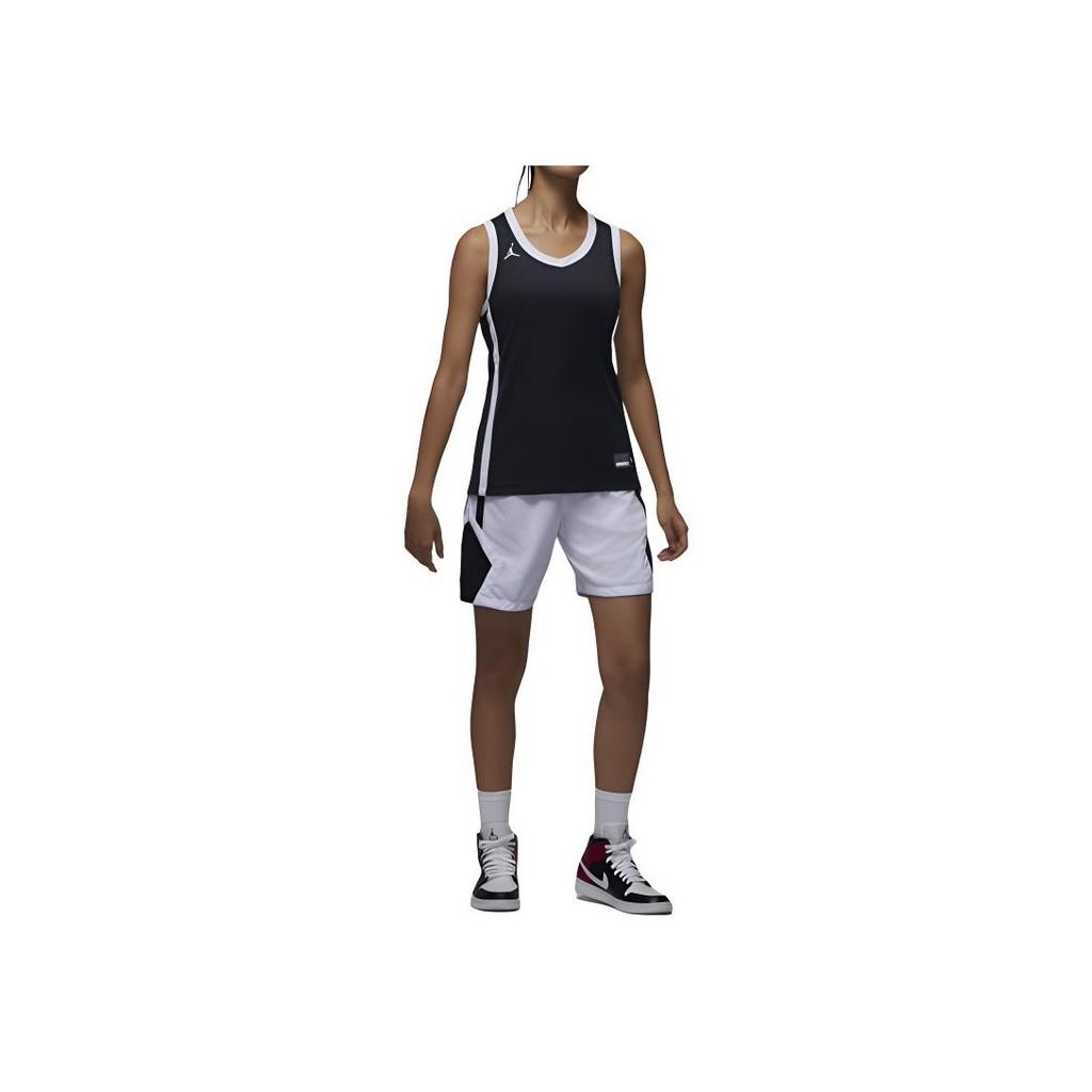 Jordan SS24 Dri-Fit Color Block Logo Print V-Neck Sleeveless Basketball Jersey Women Tops Black HF1070-012