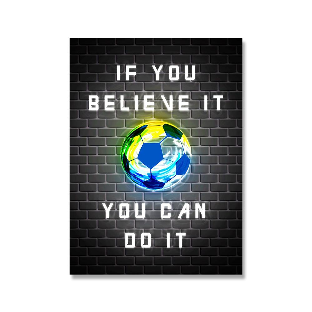 

Nordic Football Мистецтво Неонові цитати Плакат Естетичне полотно для настінного мистецтва Картина на полотні Настінне зображення Вітальня Спальня Домашній декор 21x30cm No Framed