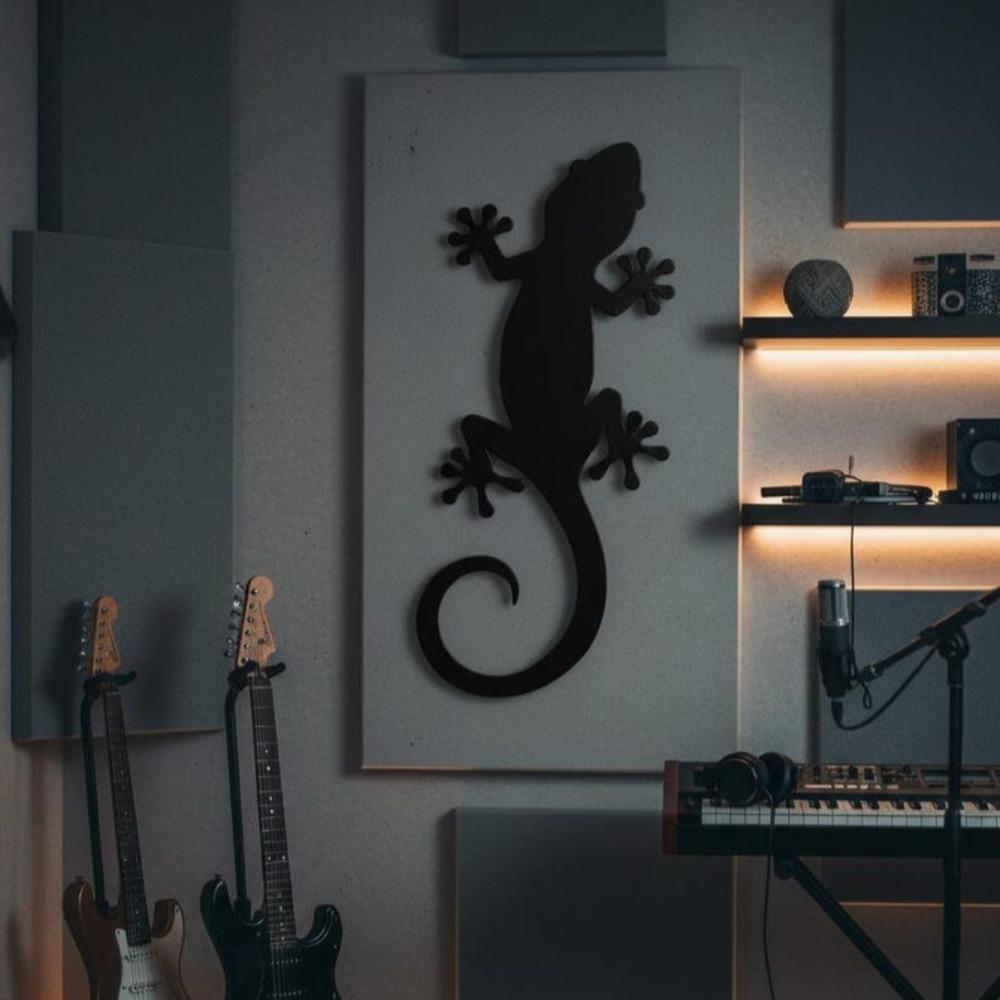 Gecko in Metallo Decorazione da Parete Silhouette di Lucertola Scultura Moderna in Ferro da Appendere all'Esterno o all'Interno Decorazione per la Casa