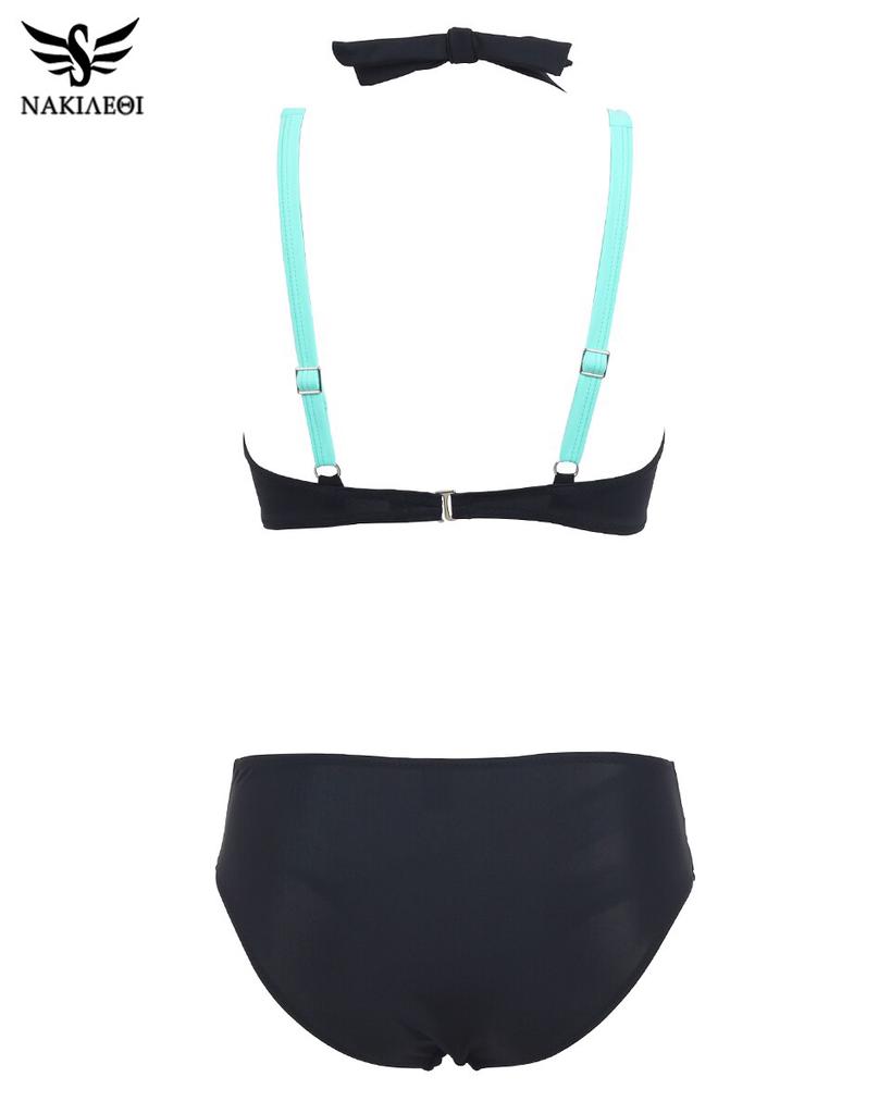 Damski Kostium Kąpielowy Letni Strój Plażowy Bikini z Wiązaniem na Szyi Push Up Bandażowy Strój Kąpielowy