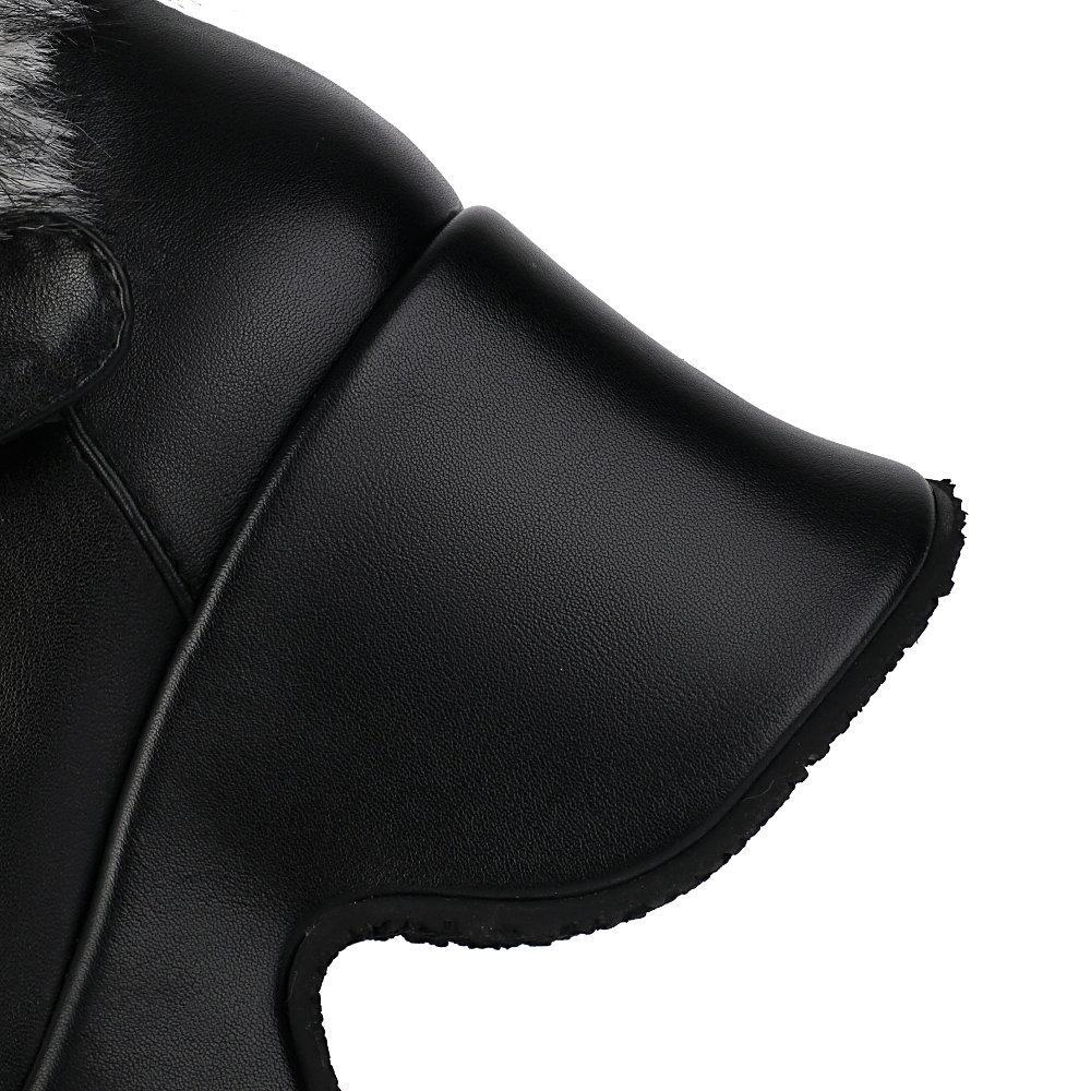 Winter Snow Boots Women's Mid Calf Platform Boots with Warm Fur 2024 Punk Style Leather Wedges Shoes