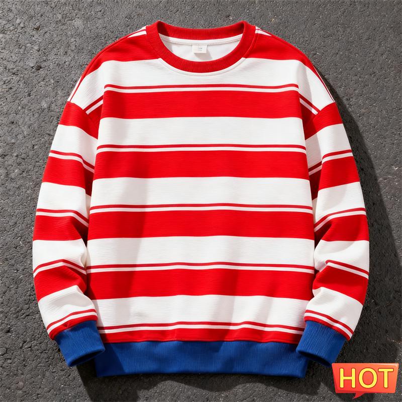 Retro Gestreifte Grafische Sweatshirts Für Herren Mode Lässig Herbst Langarm 3D Gedrucktes Hässliches Sweatshirt Locker