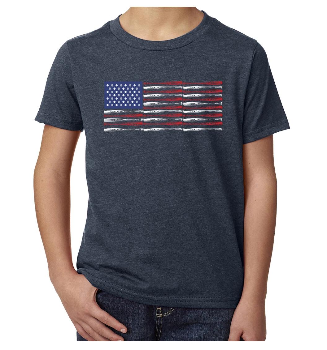 Baseball Flag T-Shirt, Kid s Gaphic Tees, Vintage Baseball Shirts 2XL