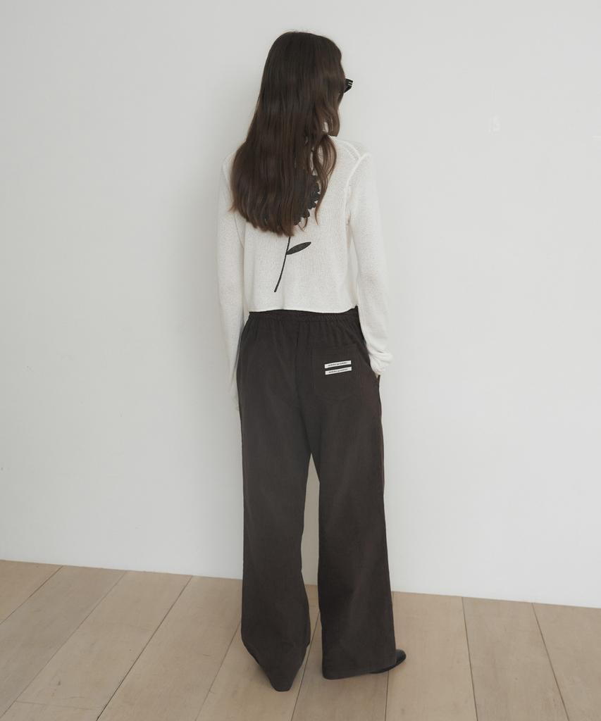Mosyupamosyu Corduroy Wide Elastic Pants [Dark Brown]
