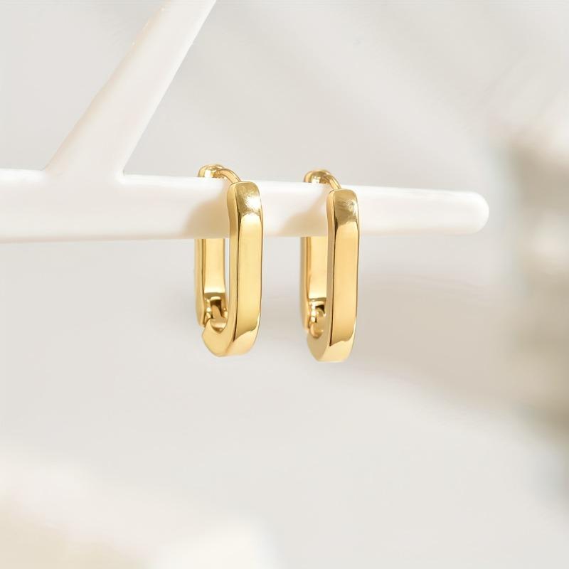New Golden Color Square Hoop Earrings For Women Men Stainless Steel Minimalist Punk Unisex Rock Earring Piercing Jewelry Gifts
