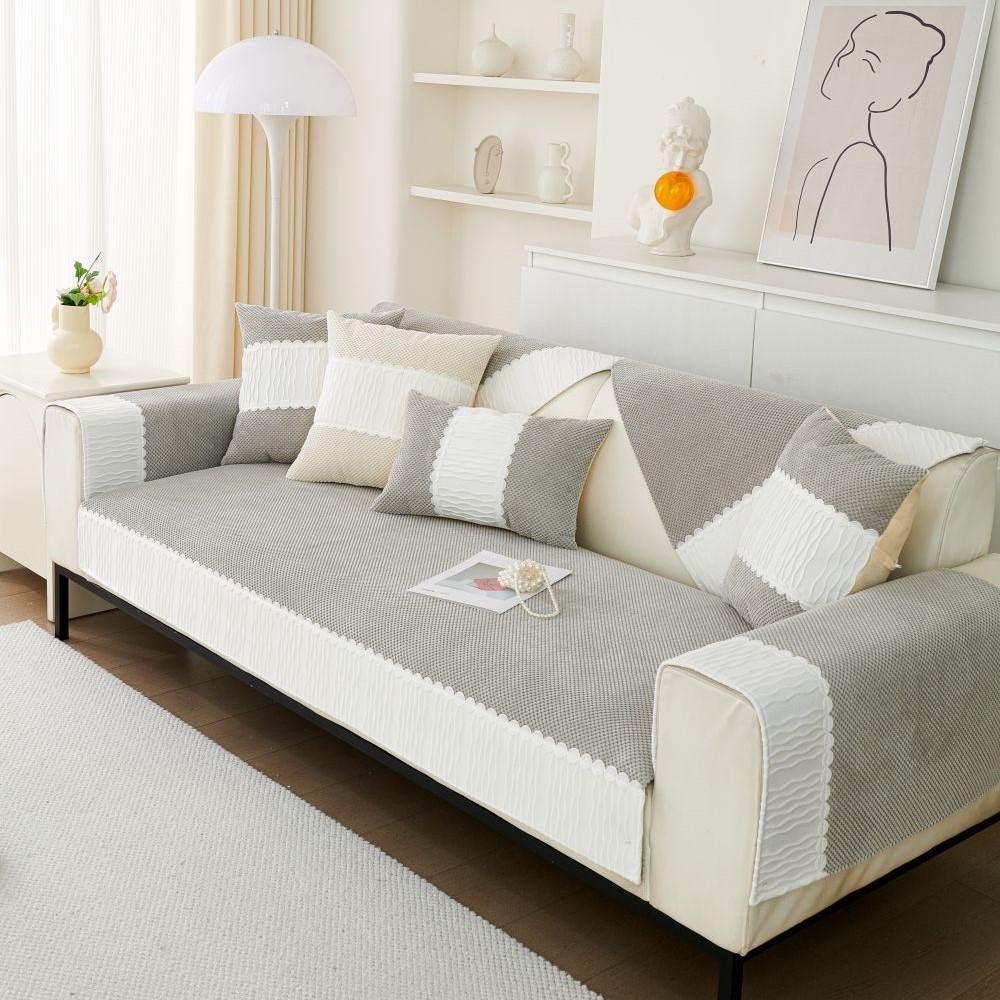 Living Room Anti-slip Couch Sofa Cover Summer Nordic Corduroy Solid Color Sofa Cushion Cover Slipcover Funda