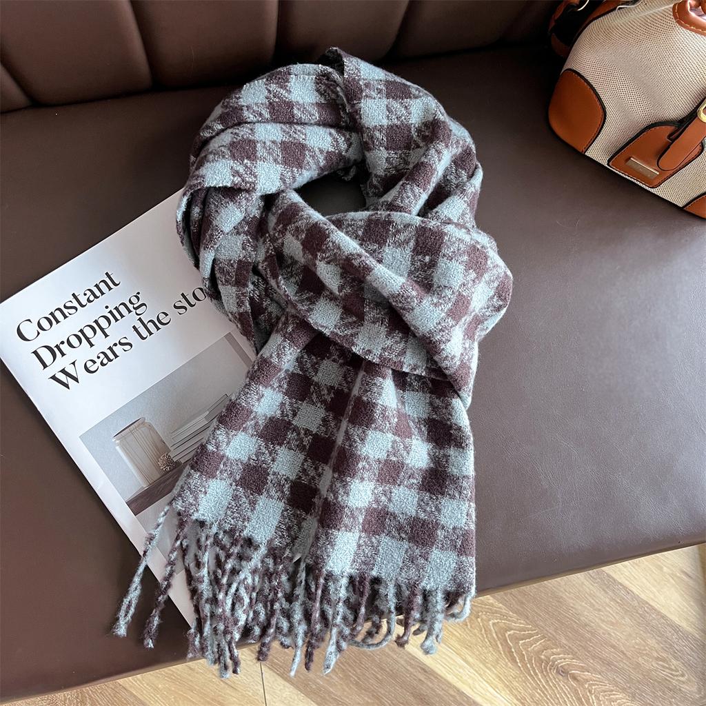 Luxuriöser Winter-Plaid-Schal für Damen Herren Britischer Stil Acryl Kaschmirschals mit Quaste Designer Damen Winter Warmes Kopftuch