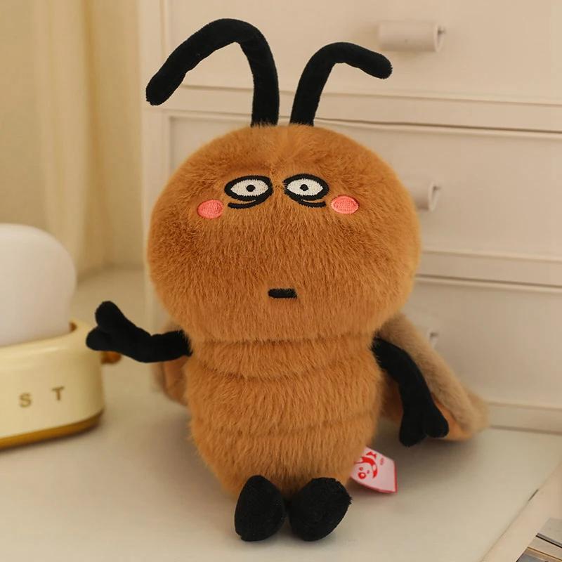 20cm Kakerlaken Plüschpuppe Kawaii Cartoon Ausdrucksstarke Braune Kakerlake Insekt Plüschtier für Jungen und Mädchen Geburtstagsgeschenk