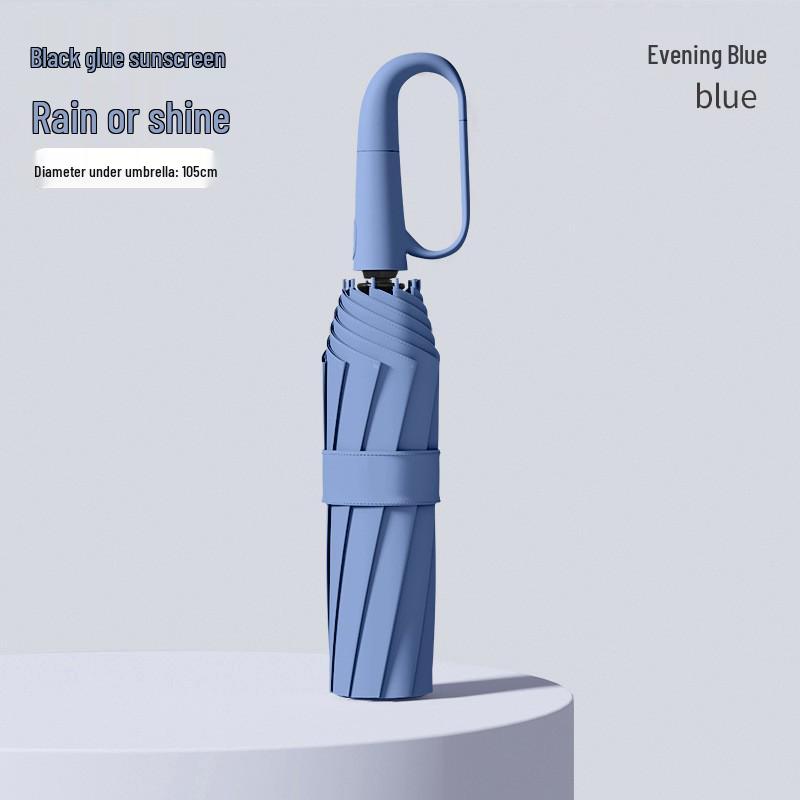 60-Rib Automatic Women's Umbrella with Black UV Protection for Sun & Rain, Customizable and Portable.