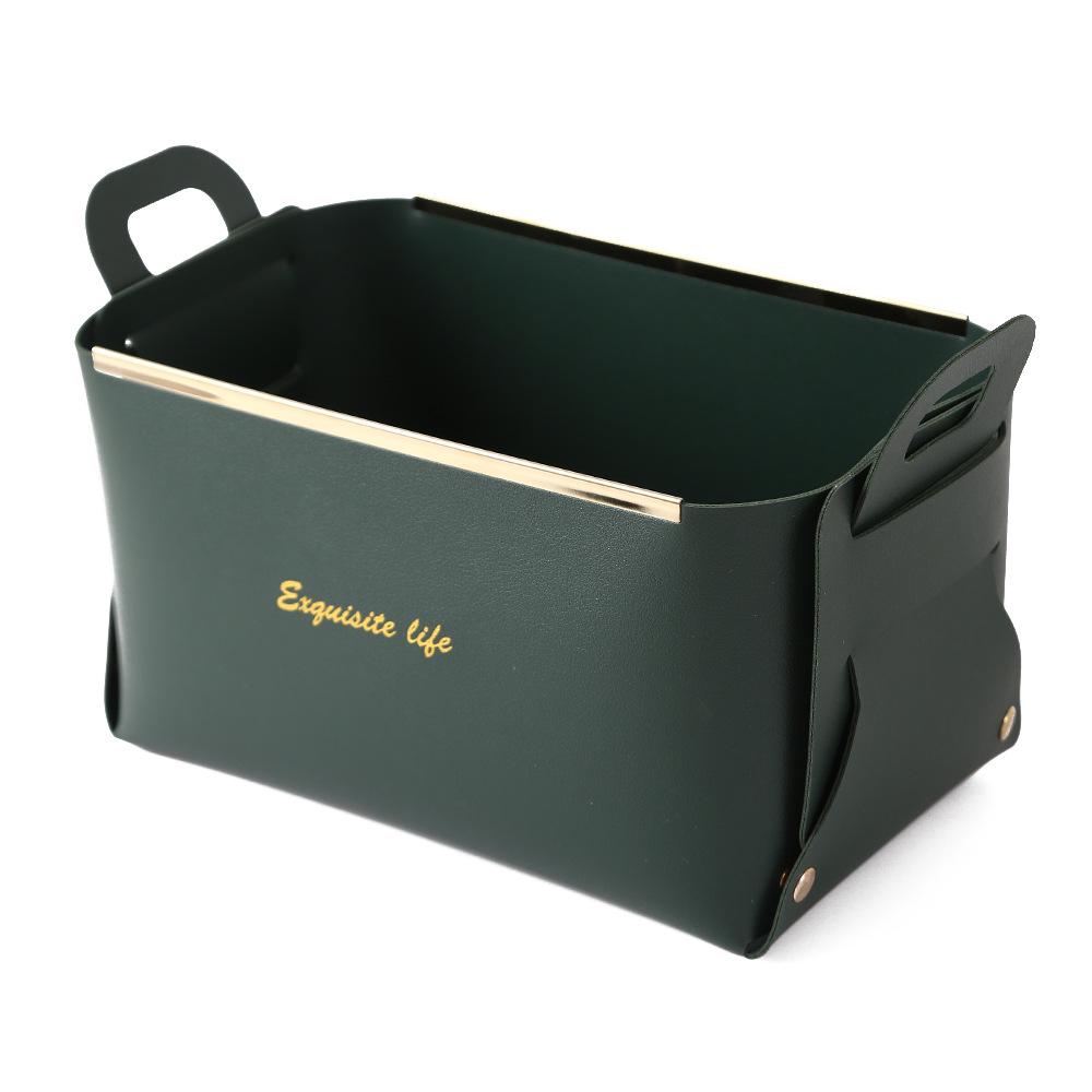 

Скандинавський складний шкіряний кошик для зберігання ювелірних виробів та косметики зелений