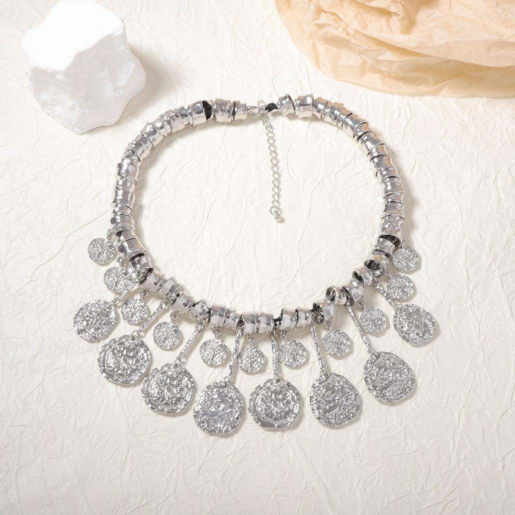 Retro trend niche creative design sense irregular geometric fringe pendant alloy women's necklace