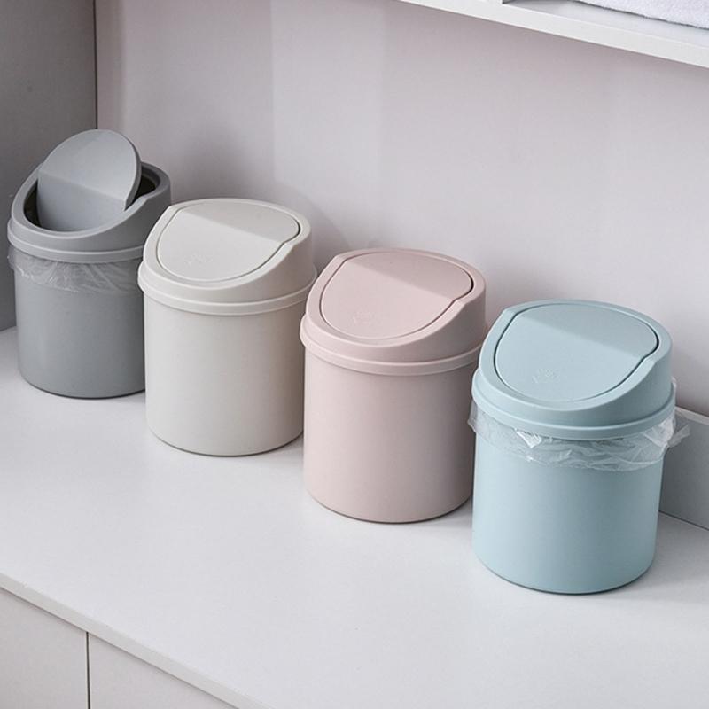 Lixeira Portátil Pequena de Mesa com Tampa sem Odor para Sala de Estar, Quarto, Escritório, Mesa de Leitura, Organização