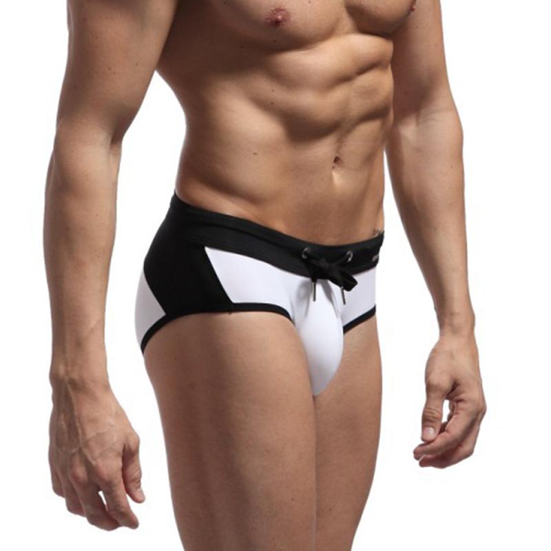 Men's Contrast Color Swim Trunks Slim Fit Comfort Quick Dry Swimwear Briefs Drawstring Beach Pool Swimming Trunks