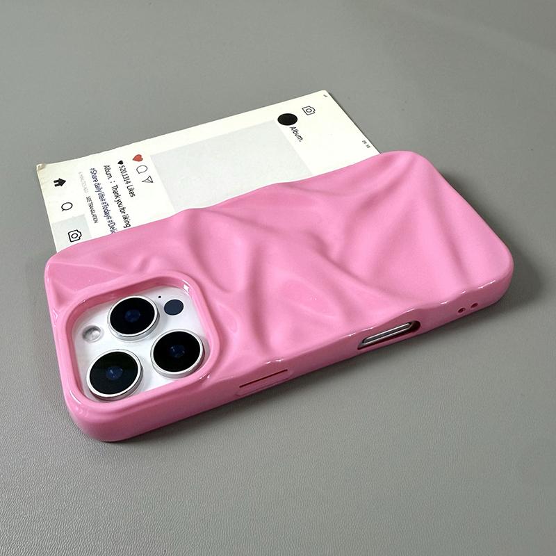 Fashion Ripple Texture Glossy Case For iPhone 11 12 13 14 15 Plus 16 Pro Max Soft TPU Wrinkles Phone Back Cover