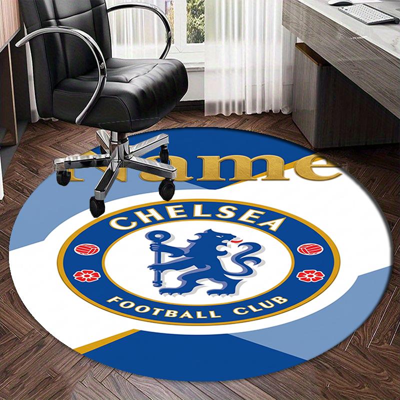 Custom Name Chelsea Football Club Printed Round Rug Carpet Chair Rug Area Rug Entryway Doormats,for Office Chair Living Room Bedroom Kitchen Room.
