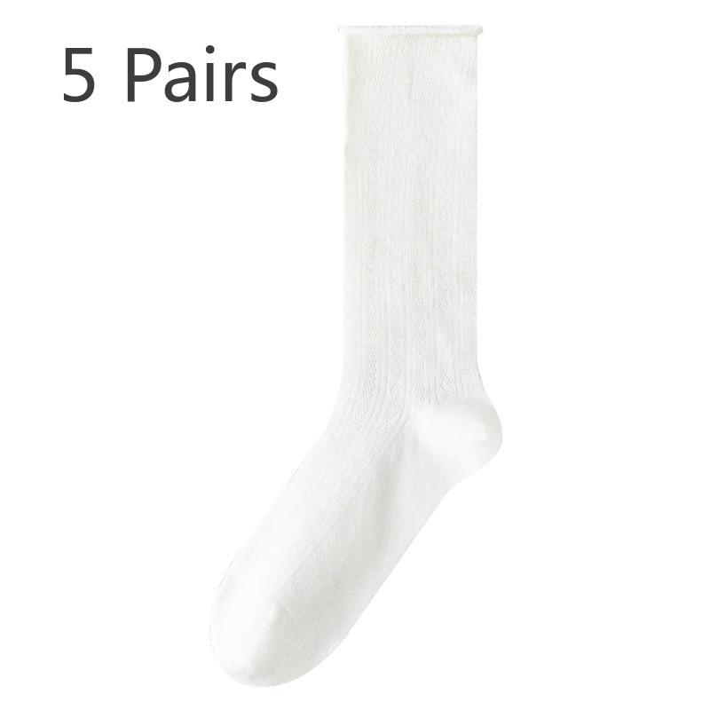 5 Pairs of Women's Summer Thin Cotton Anti Bacterial and Deodorant Stockings