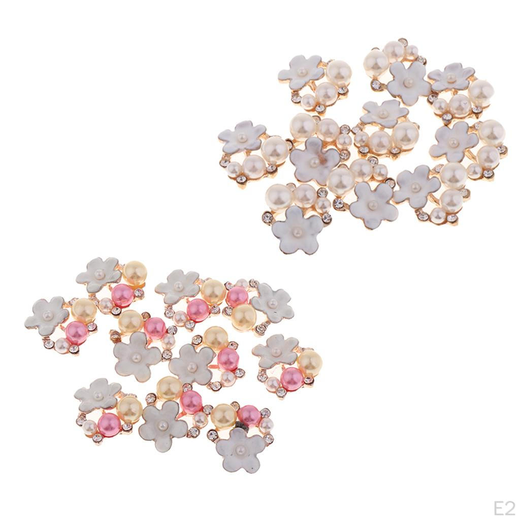 10 Pieces Flatback flower Rhinestone Crafts For Brooch , Card Making Party Decorations (2 Styles)