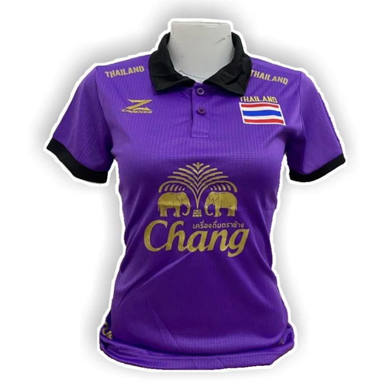 THAILAND National Football Soccer Vintage Polo Shirt Women Lady Training JERSEY CHEER Print Quick Dry Short Sleeve Uniform Elephant Flag Badge Logo