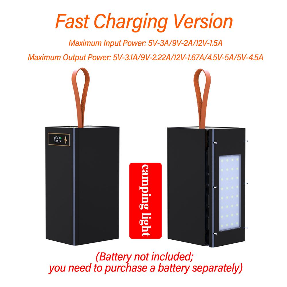 40 Zellen 18650 DIY Powerbank Gehäuse Kit Abnehmbar Kein Löten Kabelloses Laden Campinglicht Mobiles Stromgehäuse Ohne Akku