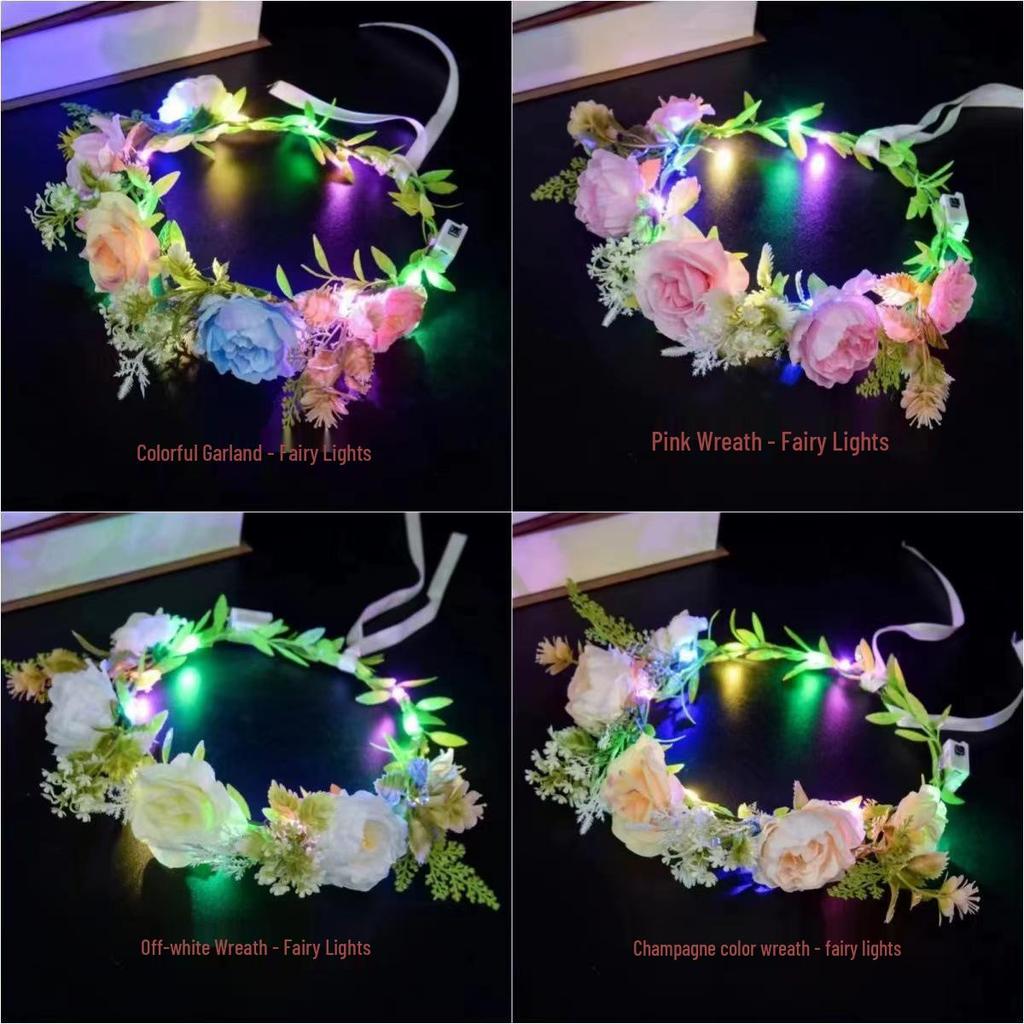 Mori-stil Glödande Älva Blomkrona Hårband - Brudhårnål & Fotoaccessoar för Barn