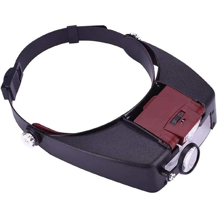 Headband Magnifier, Head MountLighted Magnifying Glasses, Adjustable Jewelers Head Headband Lamp Magnifier Illuminated Magnifying Eye Glasses Lens