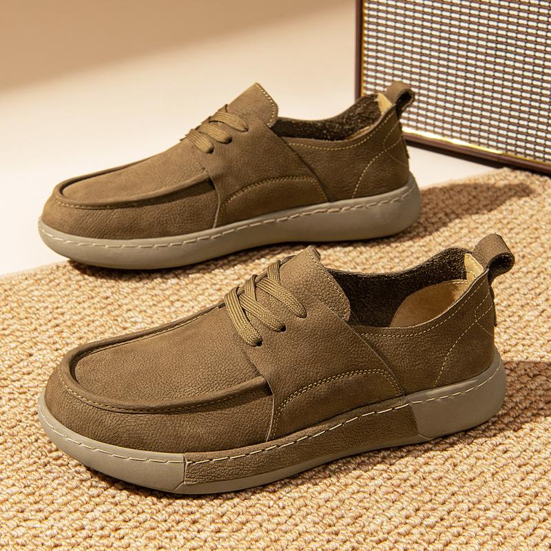 Hand-stitched Suede Leather Casual Shoes Outdoor Light Mens Loafers Luxury Non-slip Walking Shoes High Quality Driving Loafers