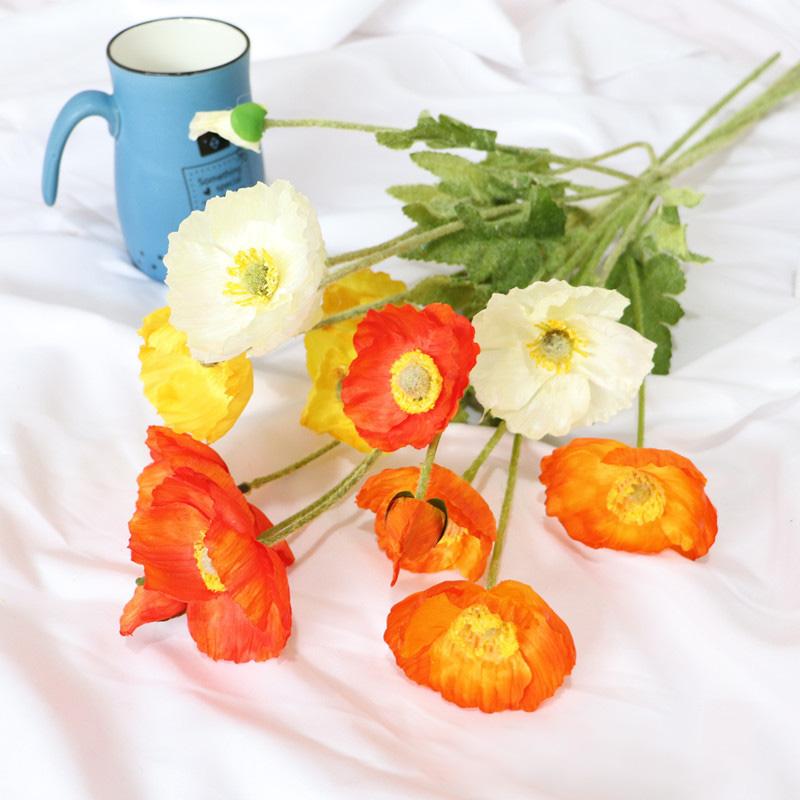 Artificial Flowers Fake Poppy Silk Flowers Long Stem Housewarming Garden Decor Wedding Poppy Flower Wedding Bridal DIY Bouquet