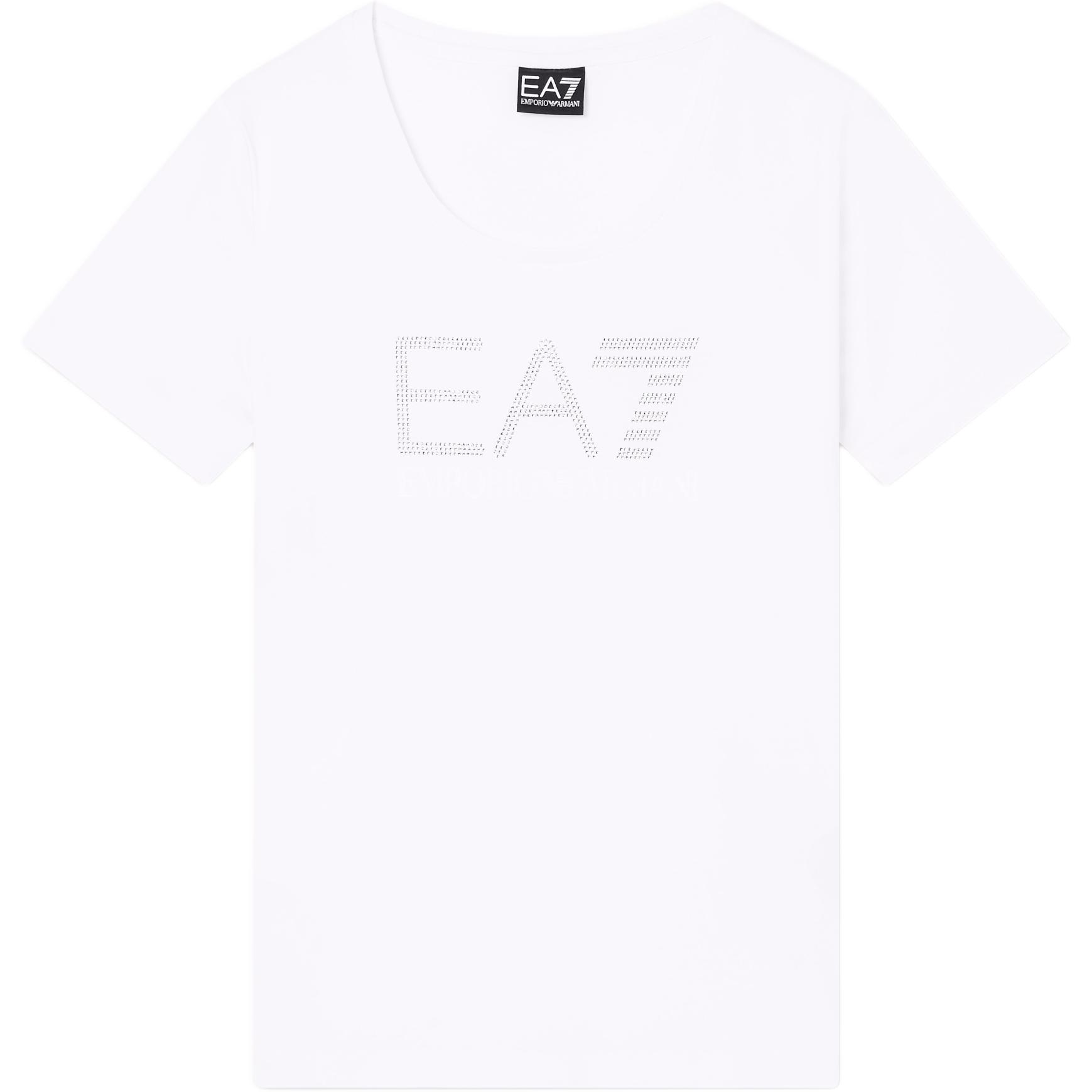 

Emporio Armani EA7 Micro Stud Letter Stretch Knit Short Sleeve T-Shirt Women tops 7W000536-AF10373-U0002 XS