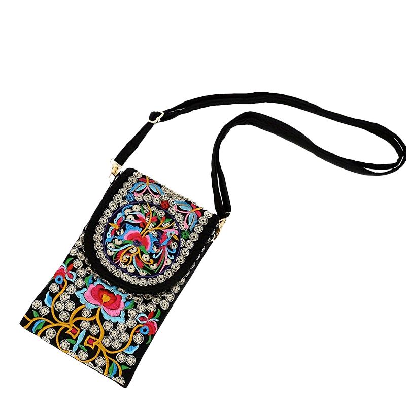 

1Pc Crossbody Cell Phone Bag Travel Small Purse Ladies Women s Casual Embroidered with Adjustable Strap Cloth красный