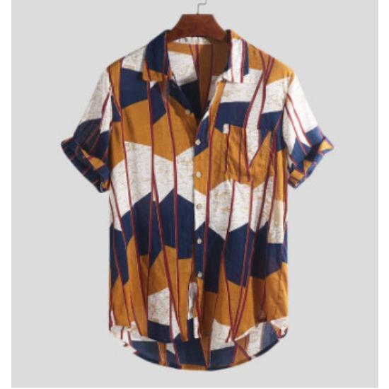 

Летняя мужская мода больших размеров, рубашка с коротким рукавом с цифровой печатью S