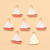 Nautical Series: 5 Alloy Enamel Pendants - Anchor, Lifebuoy, Sailboat for DIY Jewelry