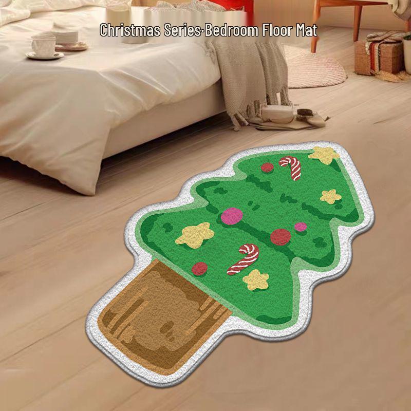 Alien Snowflake Christmas Cartoon Rug - Non-slip, Easy Care, Imitation Cashmere for Bedroom Decoration