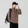 Spring Autumn Stand Collar Half Zipper Casual Fashion Sweatshirt Male Solid Pullover Tee Top Men