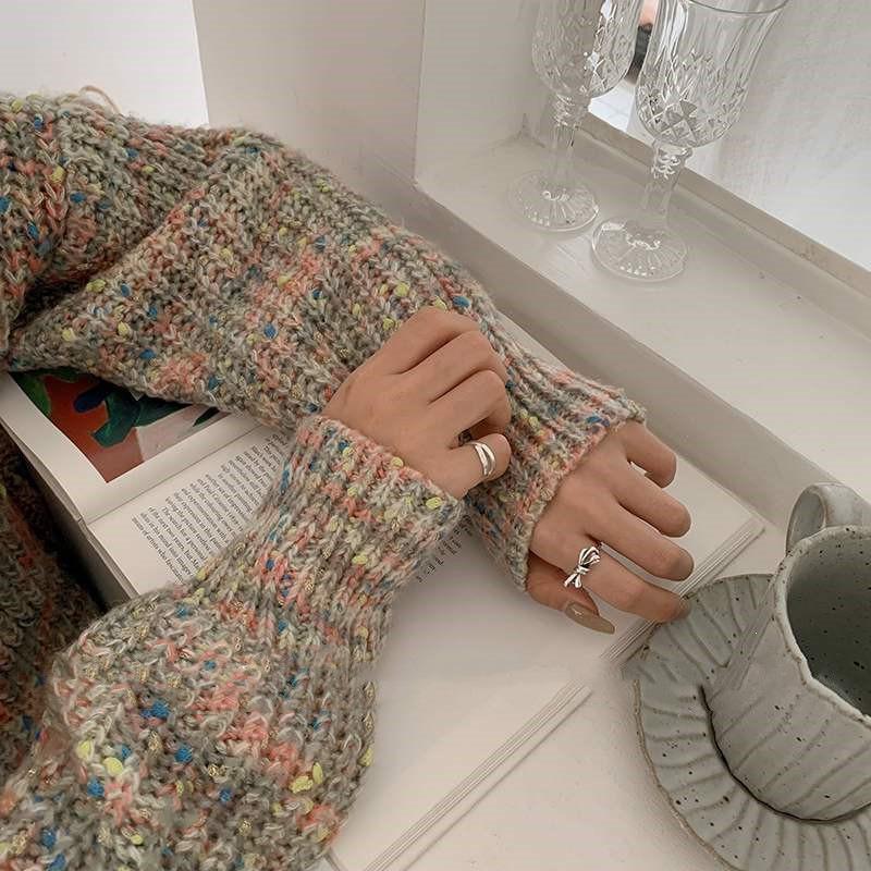 Trendy Retro Korean Silver Bow Knot Index Finger Ring for Women