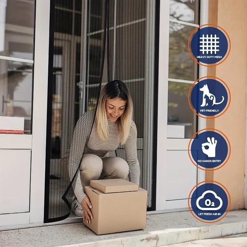 Polyester Screen Door Self-sealing and Door Screen Magnetic Self Adhesive Seal To Keep Bugs Out Retractable Screen Door