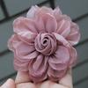 5pcs 10.5CM Artificial Roses Flower 3D DIY Silk Roses Flower Head Organza Handmade Burnt Fabric Hair Flowers