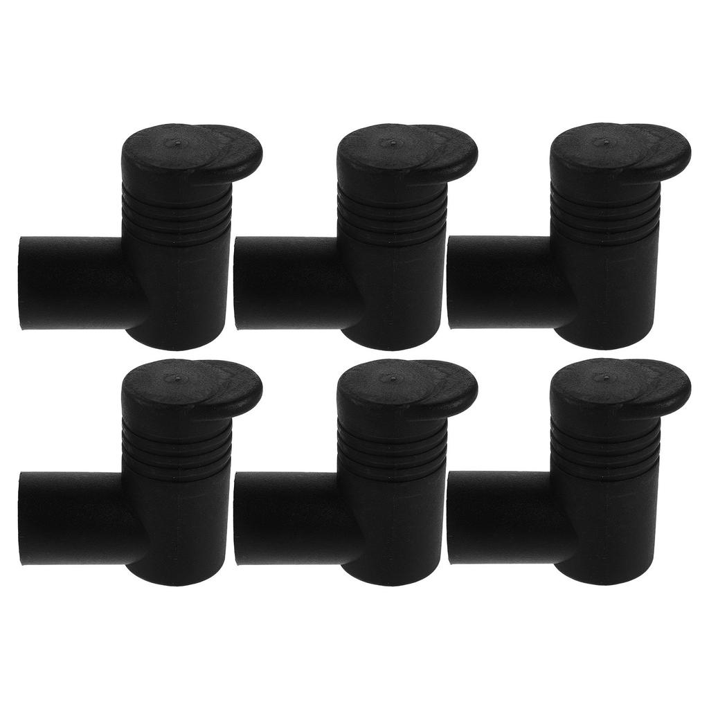 6Pcs Clothes Drying Rack Joints Plastic Black Tube Connectors Sturdy Right Angle Floor Standing Garment Rack Rod Ends