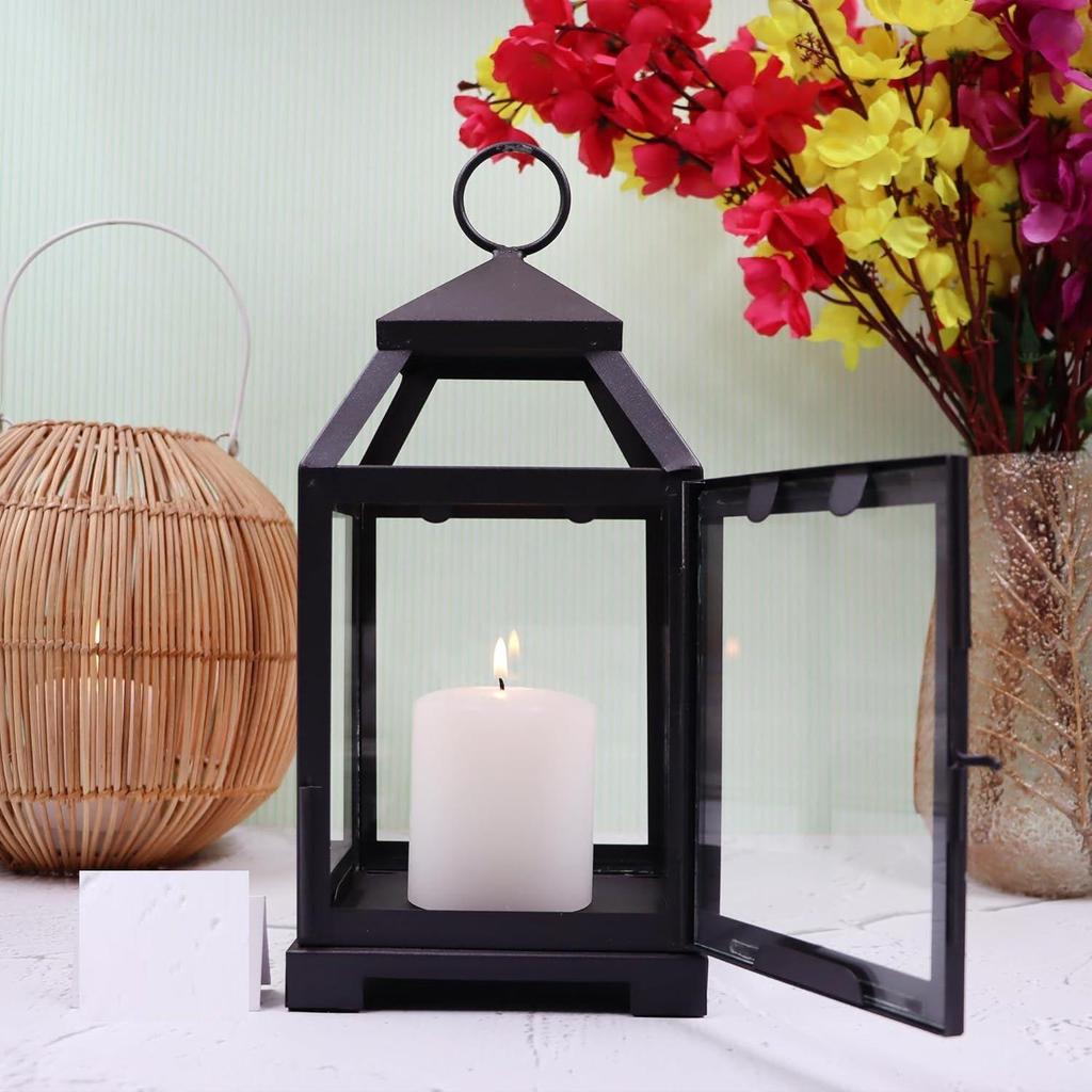 Glass Iron Lantern with One Pillar Candle Lantern for Home Decoration|Candle Holders for Home Decor Pack of 1