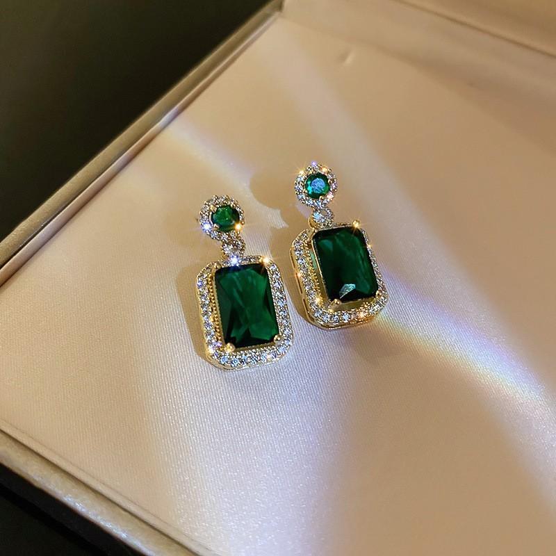 

Серебряные иглы 925 пробы в стиле ретро изумрудные французские серьги Новые серьги темперамента
